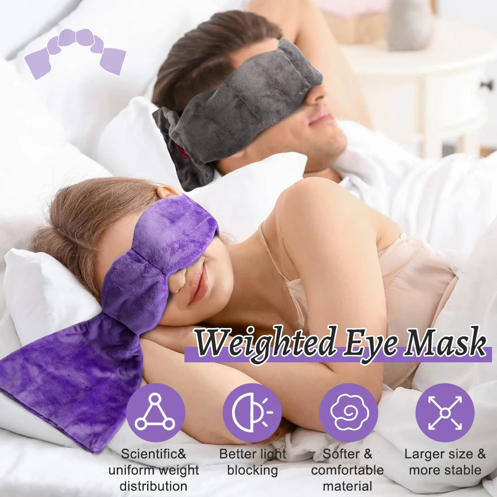 Ultimate Weighted Eye Mask for Deep Sleep & Relaxation - Light Blocking Travel Blindfold
